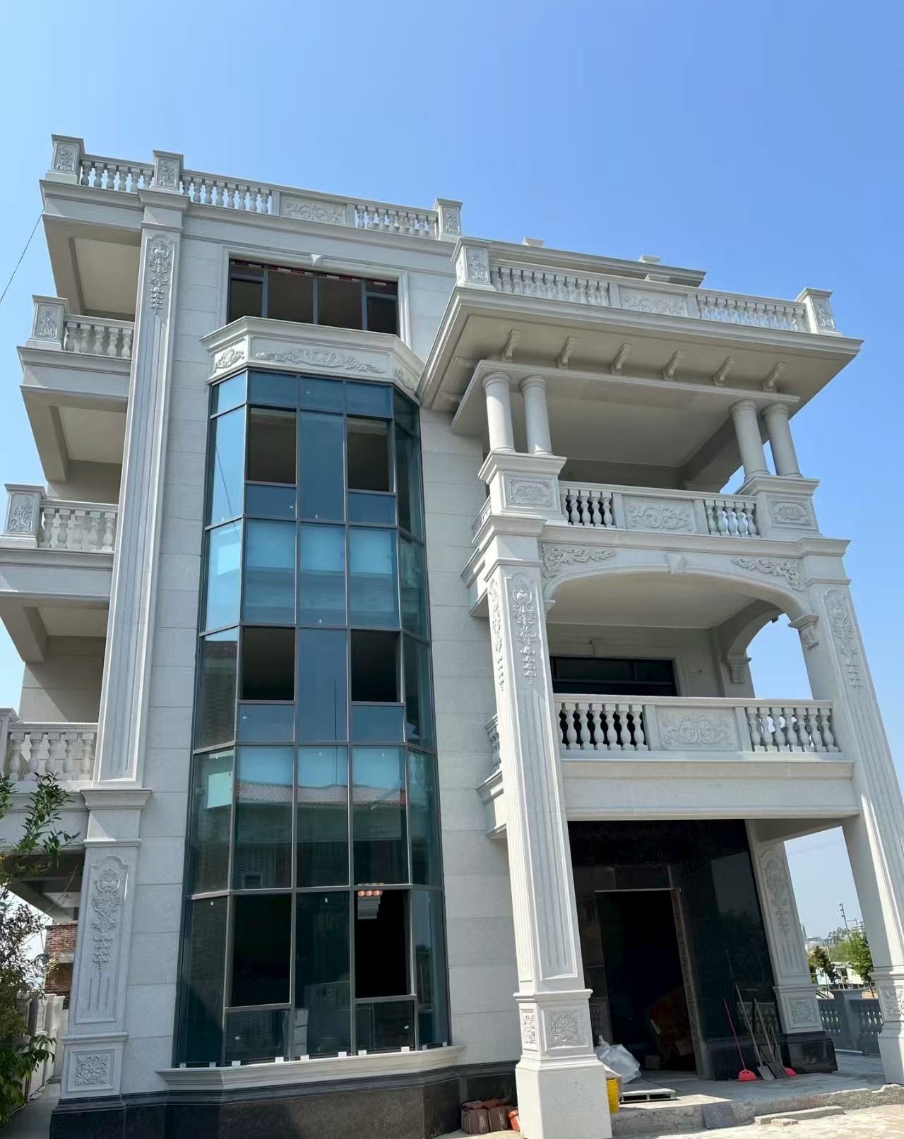 晋中 芝麻白花岗岩别墅外墙干挂效果展示